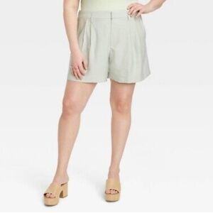 A New Day Light Green Pleated Shorts